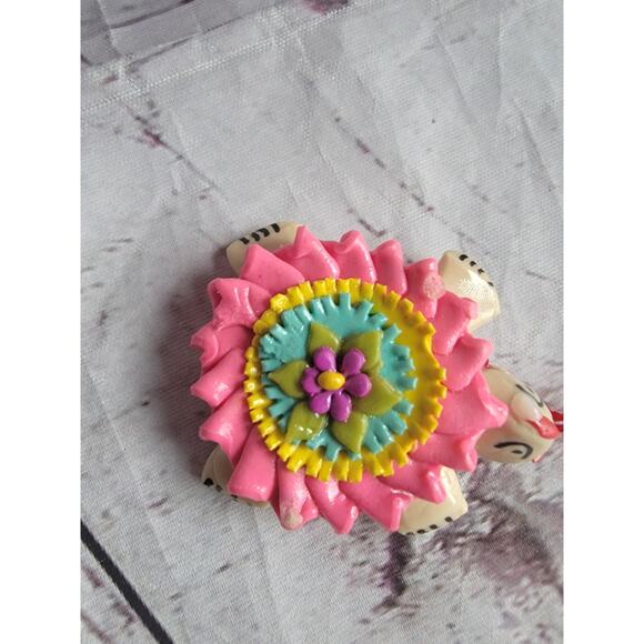 Clay Floral Turtle Ornament 2 Inch Long Handmade? Read - Picture 2 of 7